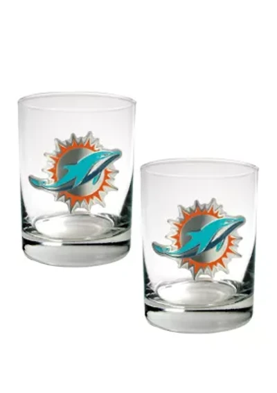 NFL Miami Dolphins Rocks Glass Set
