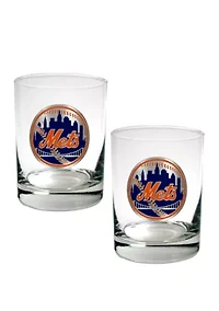 MLB New York Mets Rocks Glass Set of 2