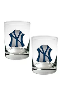 MLB New York Yankees Rocks Glass Set of 2