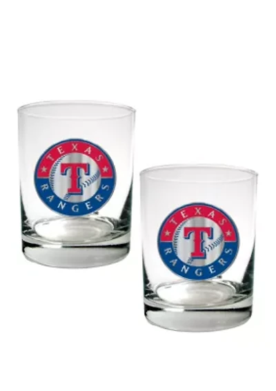 MLB Texas Rangers Rocks Glass Set of 2