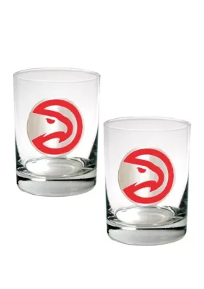 MLB Atlanta Hawks Set of 2 Rocks Glass Set