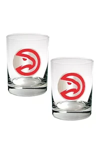 MLB Atlanta Hawks Set of 2 Rocks Glass Set