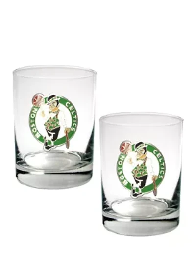 NBA Boston Celtics Set of 2 Rocks Glass Set