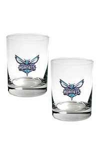 NBA Charlotte Hornets Set of 2 Rocks Glass Set