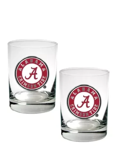  NCAA Alabama Crimson Tide Set of 2 Rocks Glasses 