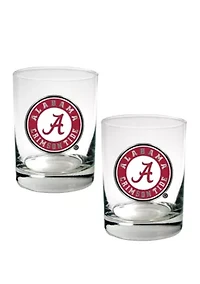 NCAA Alabama Crimson Tide Set of 2 Rocks Glasses 