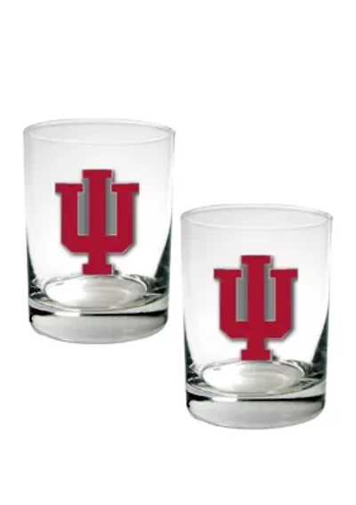  NCAA Indiana Hoosiers Set of 2 Rocks Glasses 