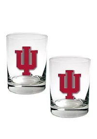  NCAA Indiana Hoosiers Set of 2 Rocks Glasses 