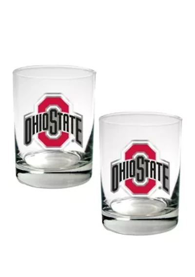  NCAA Ohio State Buckeyes Set of 2 Rocks Glasses 