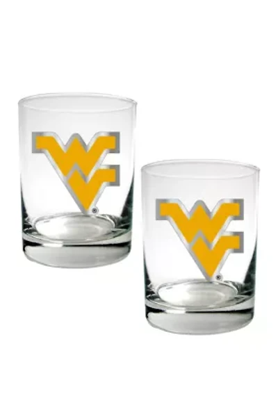 NCAA West Virginia Mountaineers Set of 2 Rocks Glasses 
