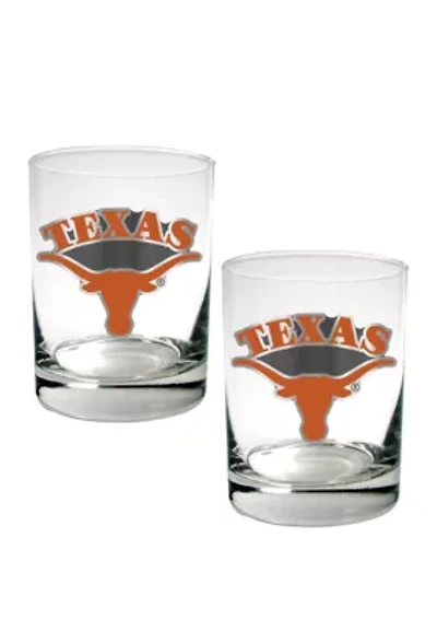 NCAA Texas Longhorns Set of 2 Rocks Glasses 