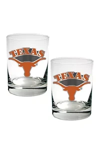 NCAA Texas Longhorns Set of 2 Rocks Glasses 