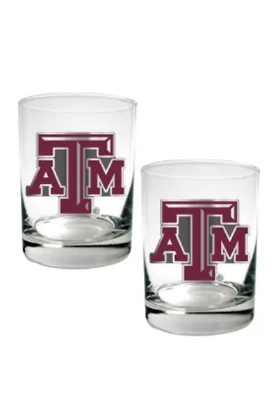 NCAA Texas A&M Aggies Set of 2 Rocks Glasses 