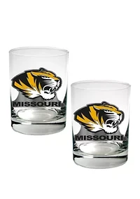  NCAA Missouri Tigers Set of 2 Rocks Glasses 