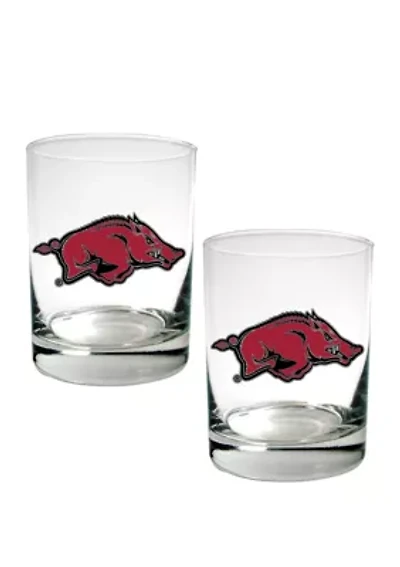 NCAA Arkansas Razorbacks Set of 2 Rocks Glasses 