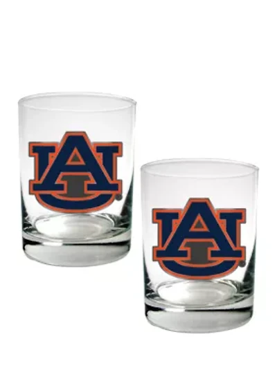 NCAA Auburn Tigers Set of 2 Rocks Glasses