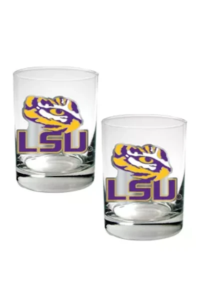  NCAA LSU Tigers Rocks Glass Set Set of 2 Rocks Glasses 