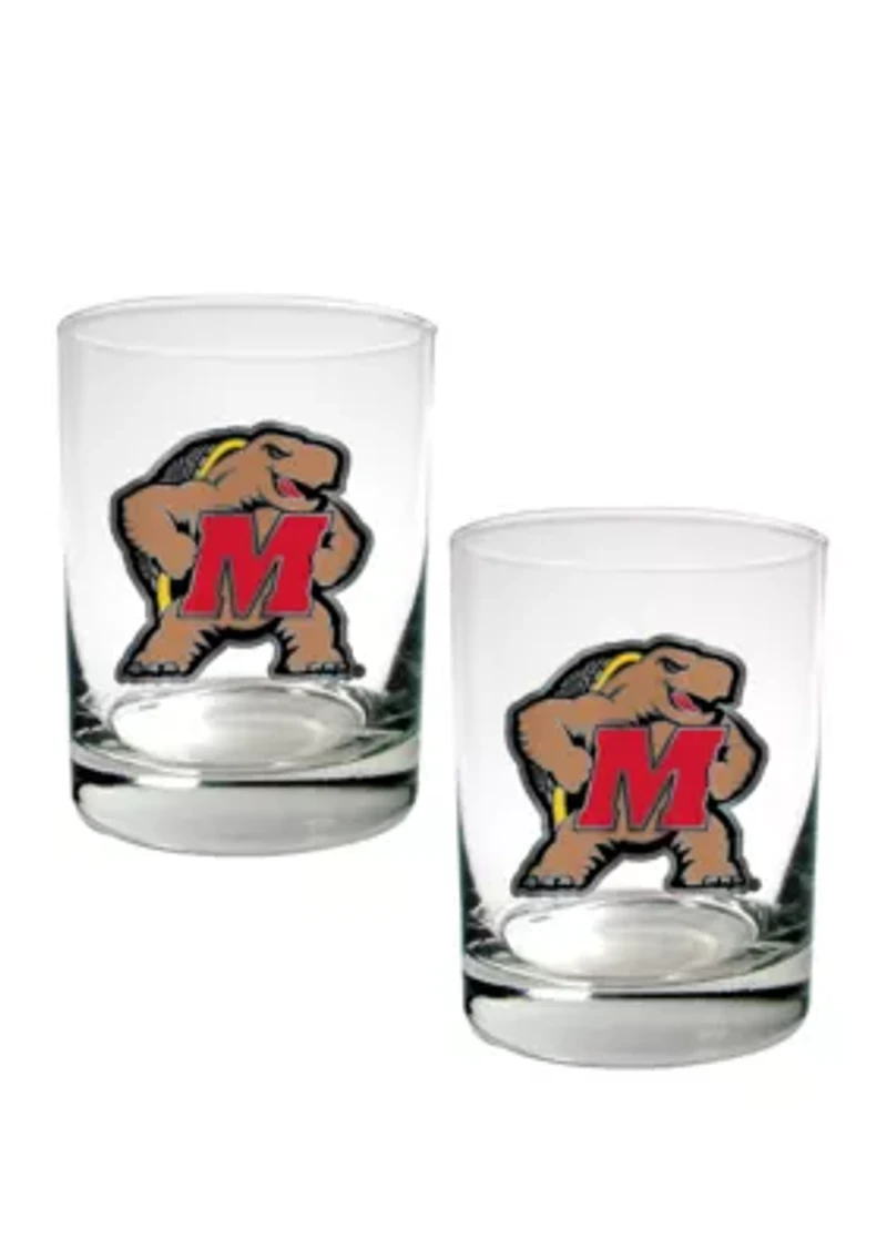 NCAA Maryland Terrapins Set of 2 Rocks Glasses