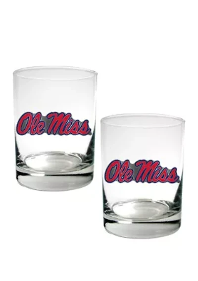  NCAA Ole Miss Rebels Set of 2 Rocks Glasses 