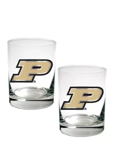 NCAA Purdue Boilermakers Set of 2 Rocks Glasses 