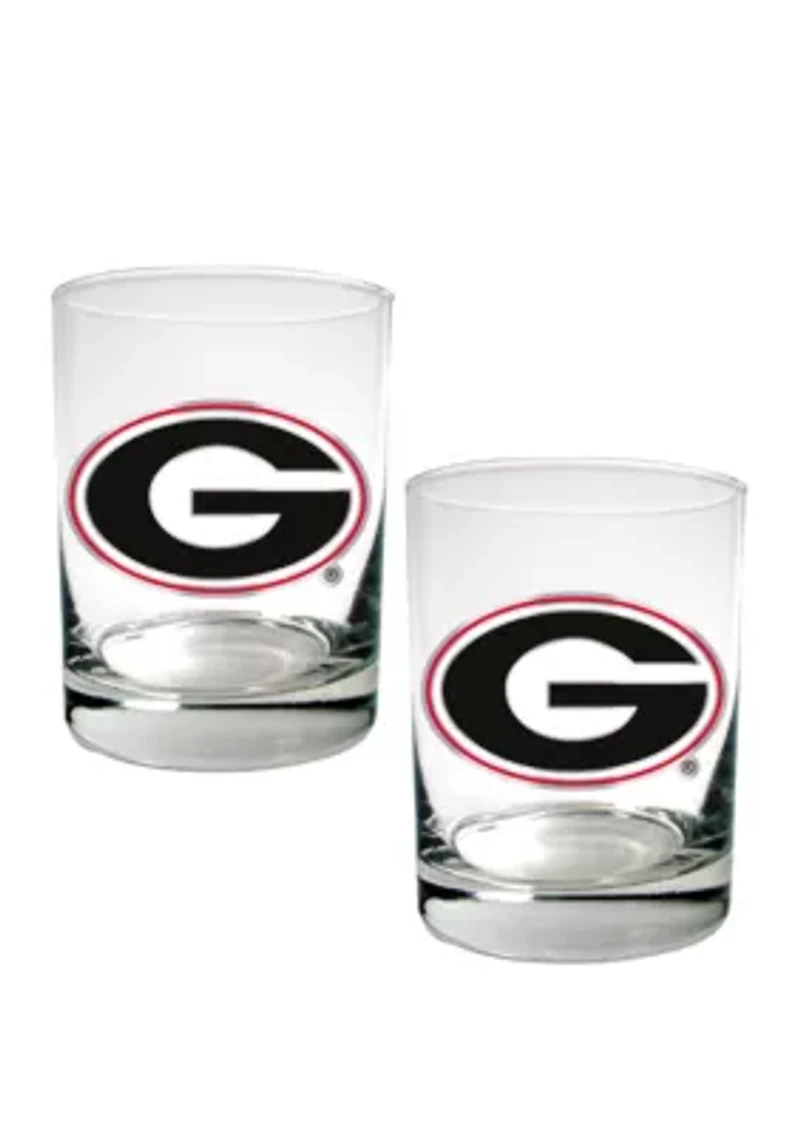 NCAA Georgia Bulldogs Set of 2 Rocks Glasses