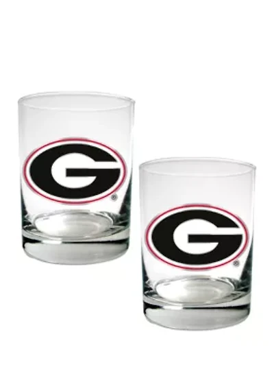 NCAA Georgia Bulldogs Set of 2 Rocks Glasses