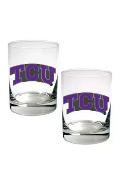 NCAA TCU Horned Frogs Set of 2 Rocks Glasses 