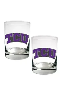 NCAA TCU Horned Frogs Set of 2 Rocks Glasses 