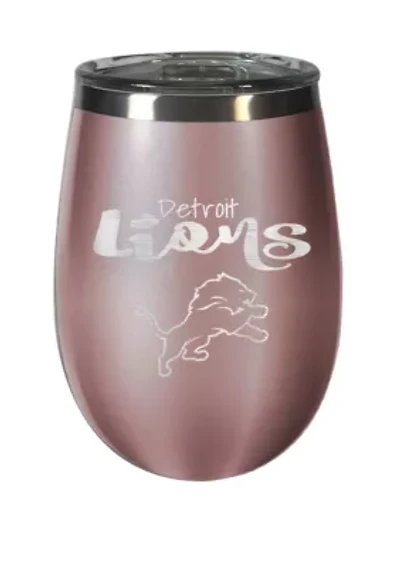 NFL Detroit Lions 12 Ounce Rose Gold Wine Tumbler