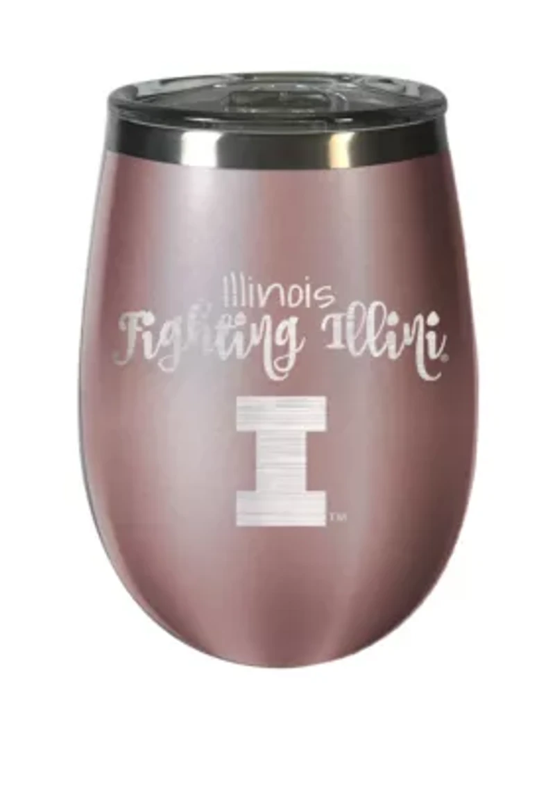 NCAA Illinois Fighting Illini 12 Ounce Rose Gold Wine Tumbler