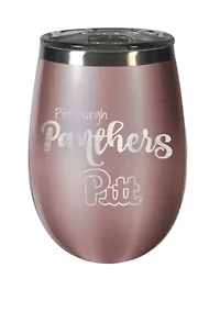 NCAA Pittsburgh Panthers 12 Ounce Rose Gold Wine Tumbler
