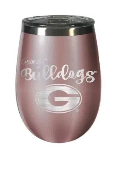 NCAA Georgia Bulldogs 12 Ounce Rose Gold Wine Tumbler