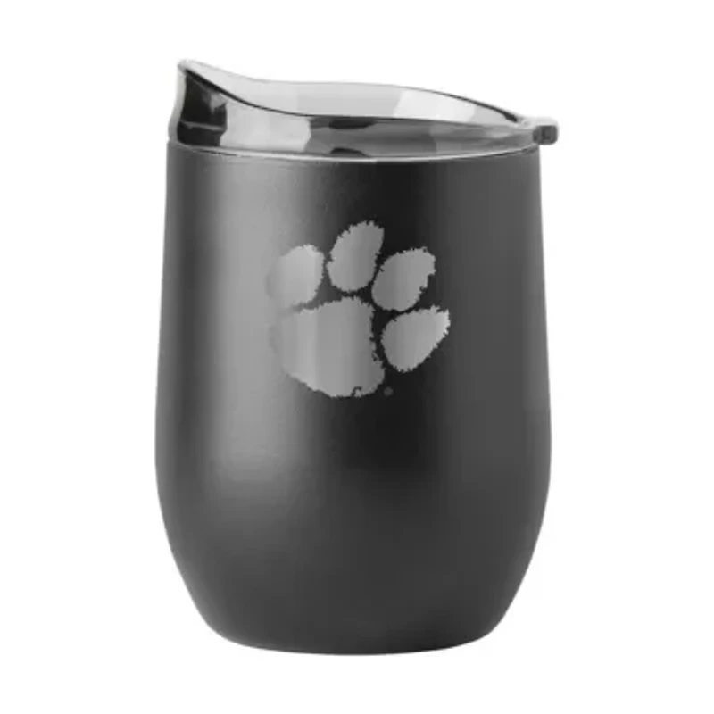 Clemson Tigers NCAA Clemson 16oz Etch Black Powder Coat Curved Beverage