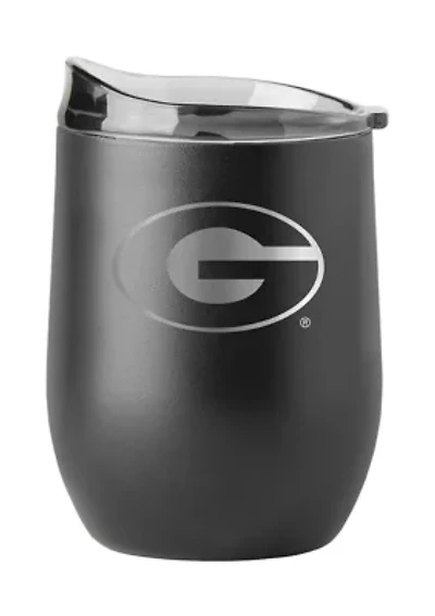 Georgia Bulldogs NCAA Georgia 16oz Etch Black Powder Coat Curved Beverage