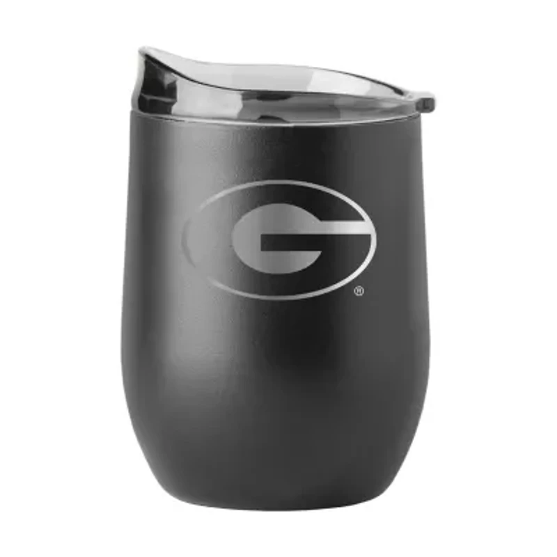 Georgia Bulldogs NCAA Georgia 16oz Etch Black Powder Coat Curved Beverage