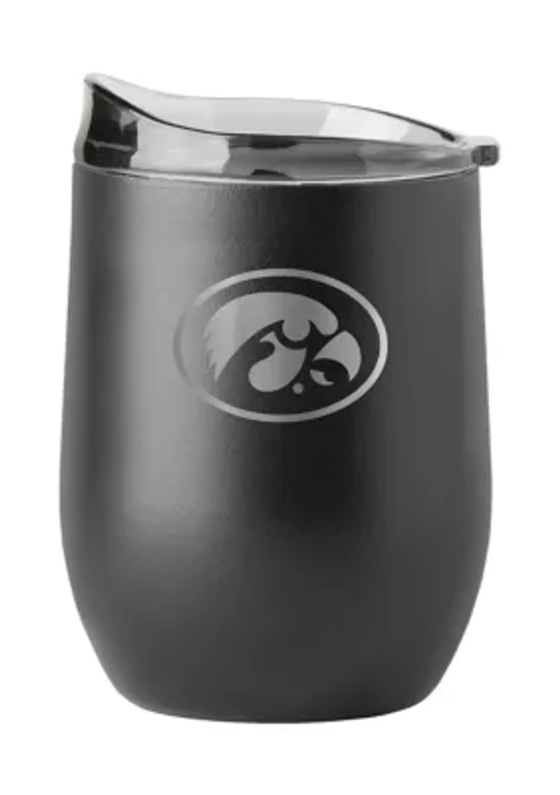 Iowa Hawkeyes NCAA Iowa 16oz Etch Black Powder Coat Curved Beverage