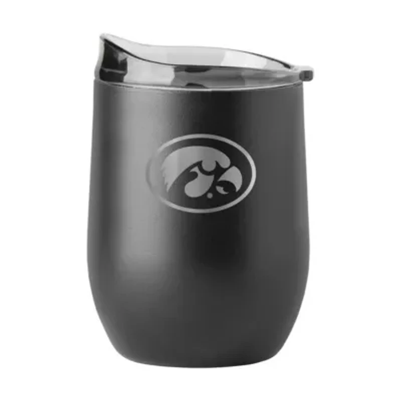 Iowa Hawkeyes NCAA Iowa 16oz Etch Black Powder Coat Curved Beverage
