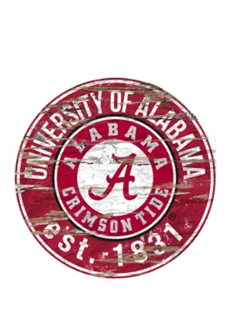 NCAA Alabama Crimson Tide Distressed Round Sign