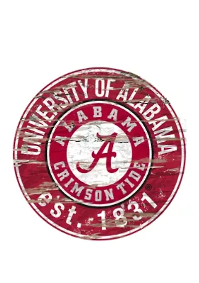 NCAA Alabama Crimson Tide Distressed Round Sign