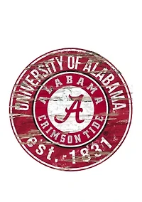 NCAA Alabama Crimson Tide Distressed Round Sign