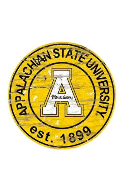 NCAA Appalachian State Mountaineers Distressed Round Sign