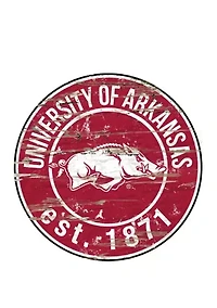 NCAA Arkansas Razorbacks Distressed Round Sign