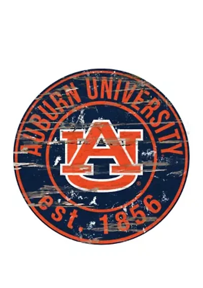 NCAA Auburn Tigers Distressed Round Sign