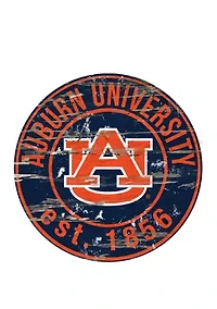 NCAA Auburn Tigers Distressed Round Sign