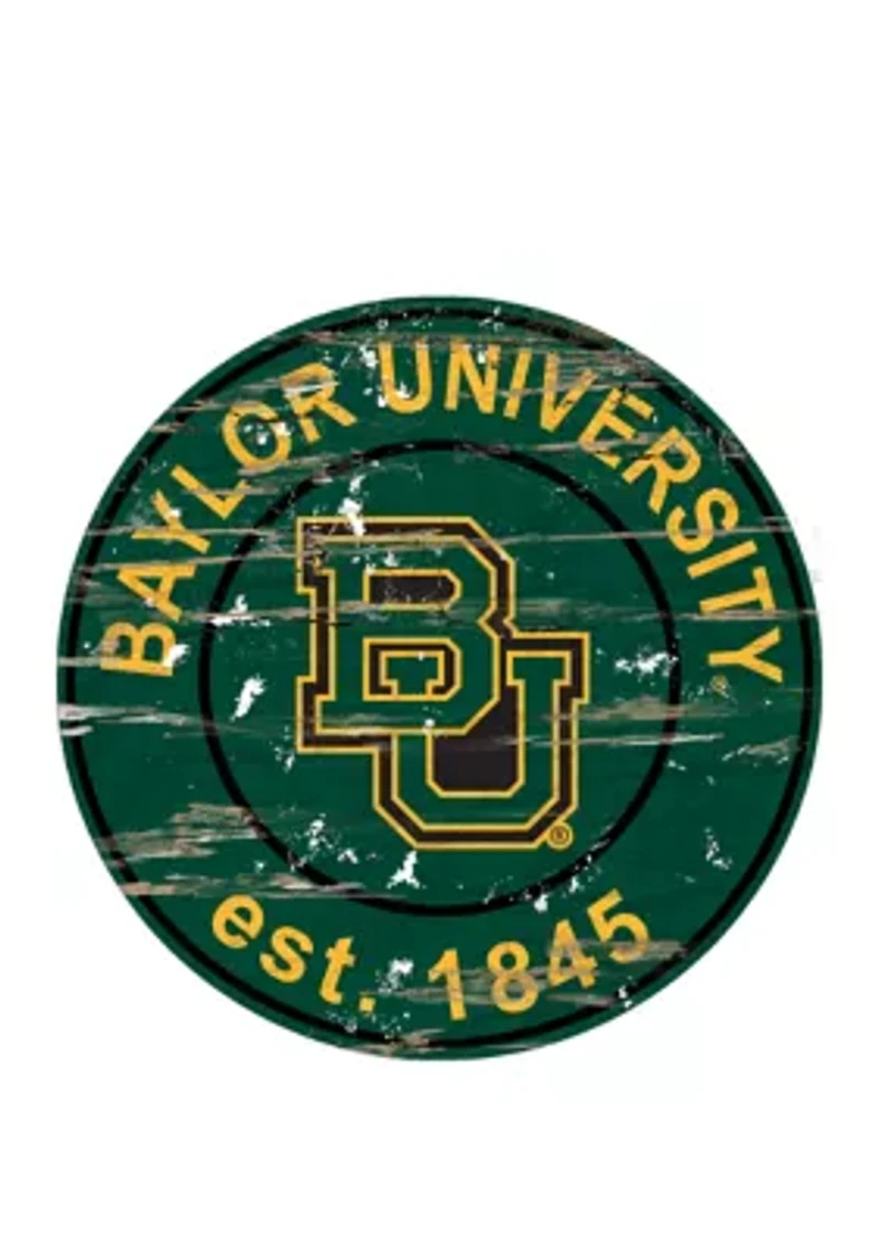 NCAA Baylor Bears Distressed Round Sign