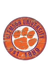 NCAA Clemson Tigers Distressed Round Sign