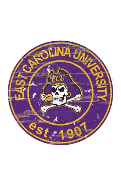NCAA East Carolina Pirates Distressed Round Sign