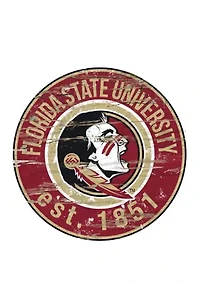 NCAA Florida State Distressed Round Sign