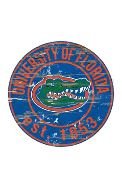 NCAA Florida Gators Distressed Round Sign