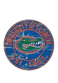 NCAA Florida Gators Distressed Round Sign